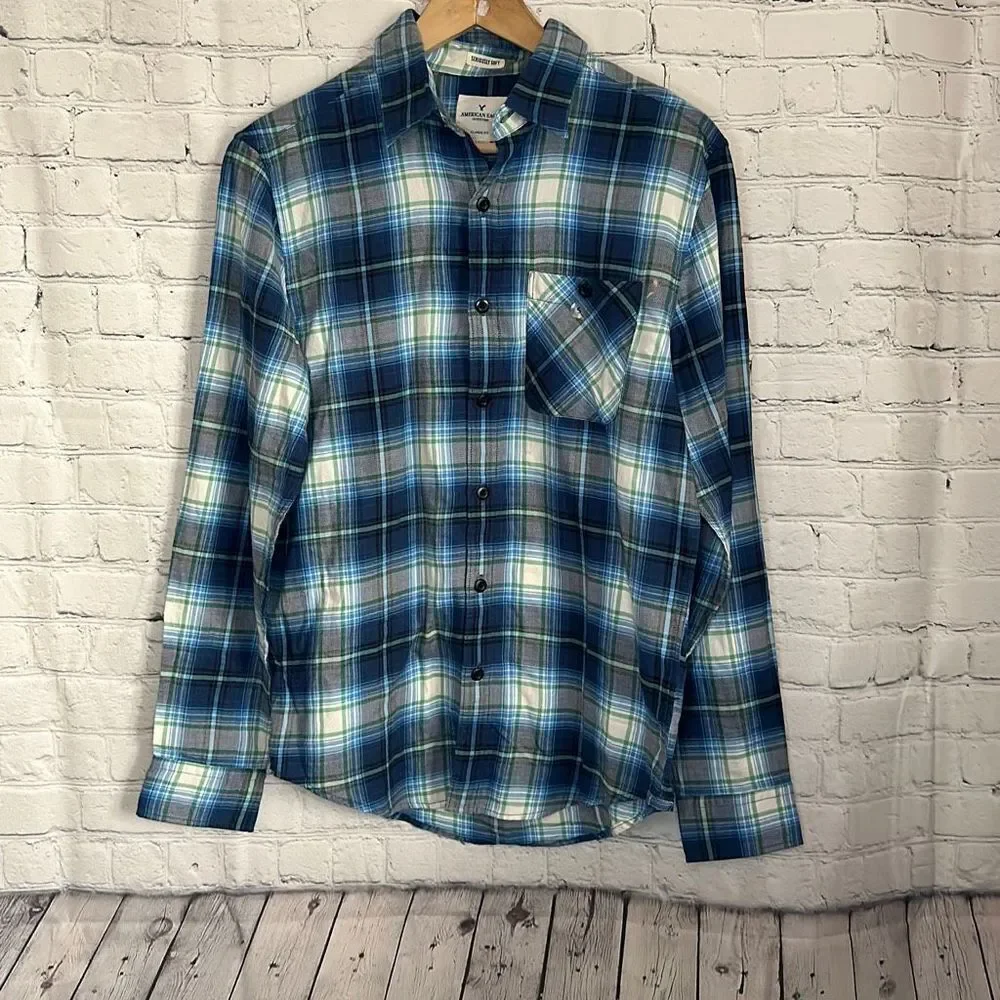 American Eagle Mens Seriously Soft Lightweight Flannel Long Sleeve Classic Fit S